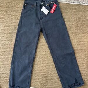 High-Rise Straight Leg Jeans - Black